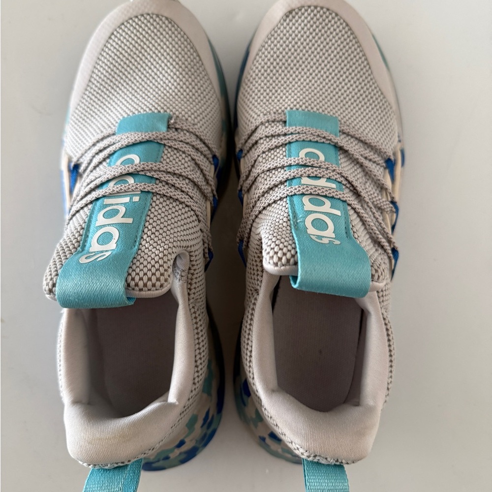 Adidas Gray and Blue Sneakers with Breathable Mesh and Cushioned Design